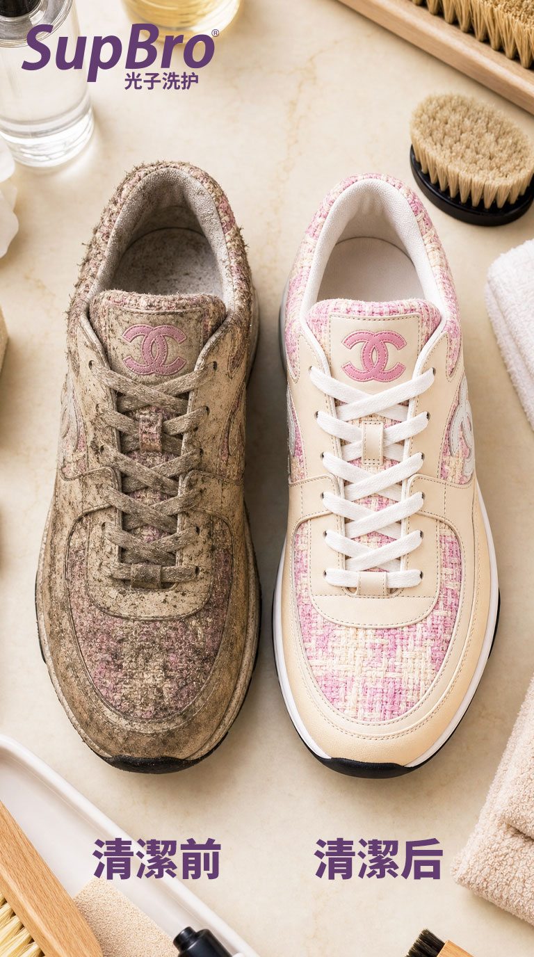 SUPBRO Chanel sneaker cleaning before and after