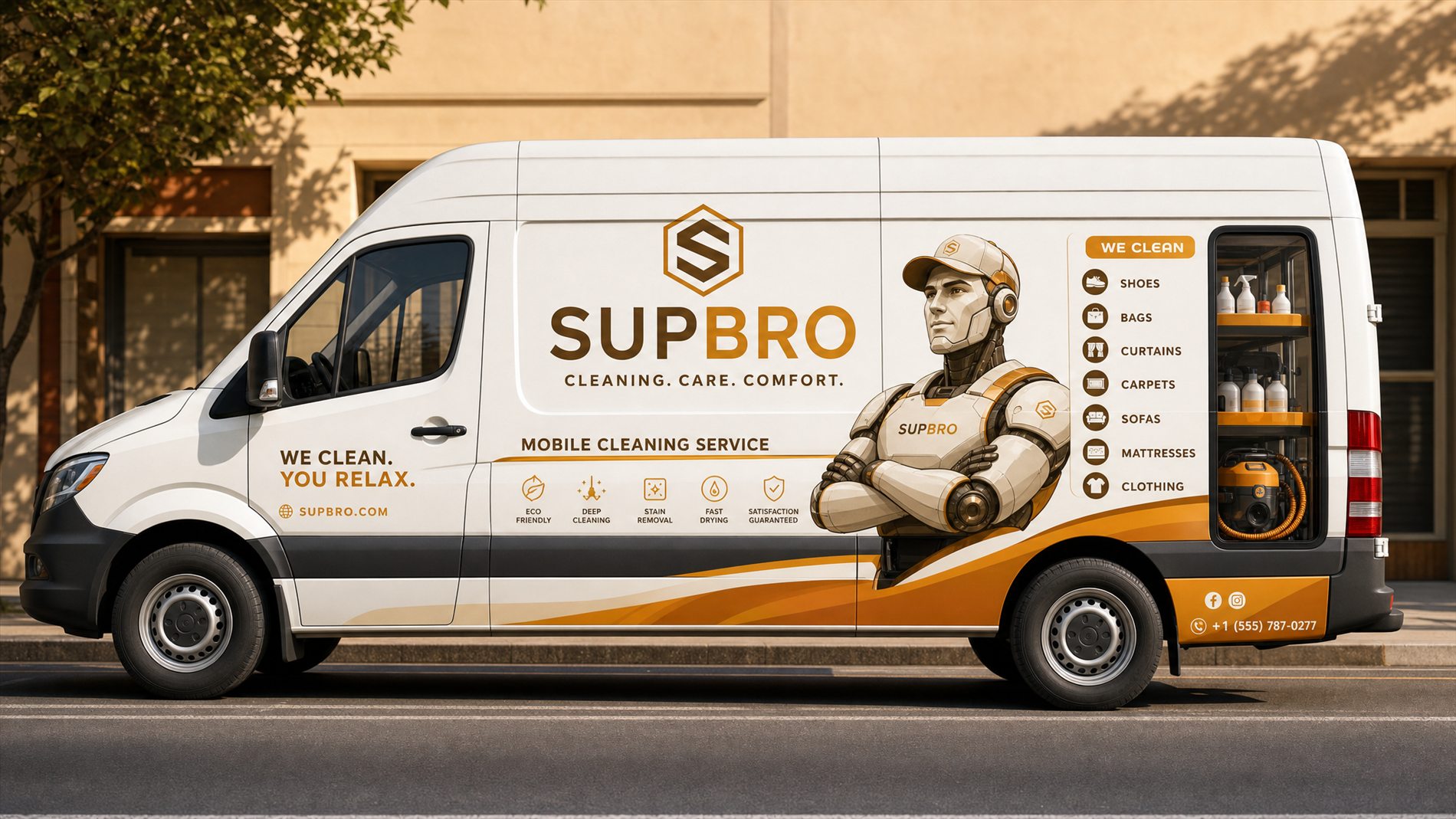 SUPBRO mobile cleaning service van concept