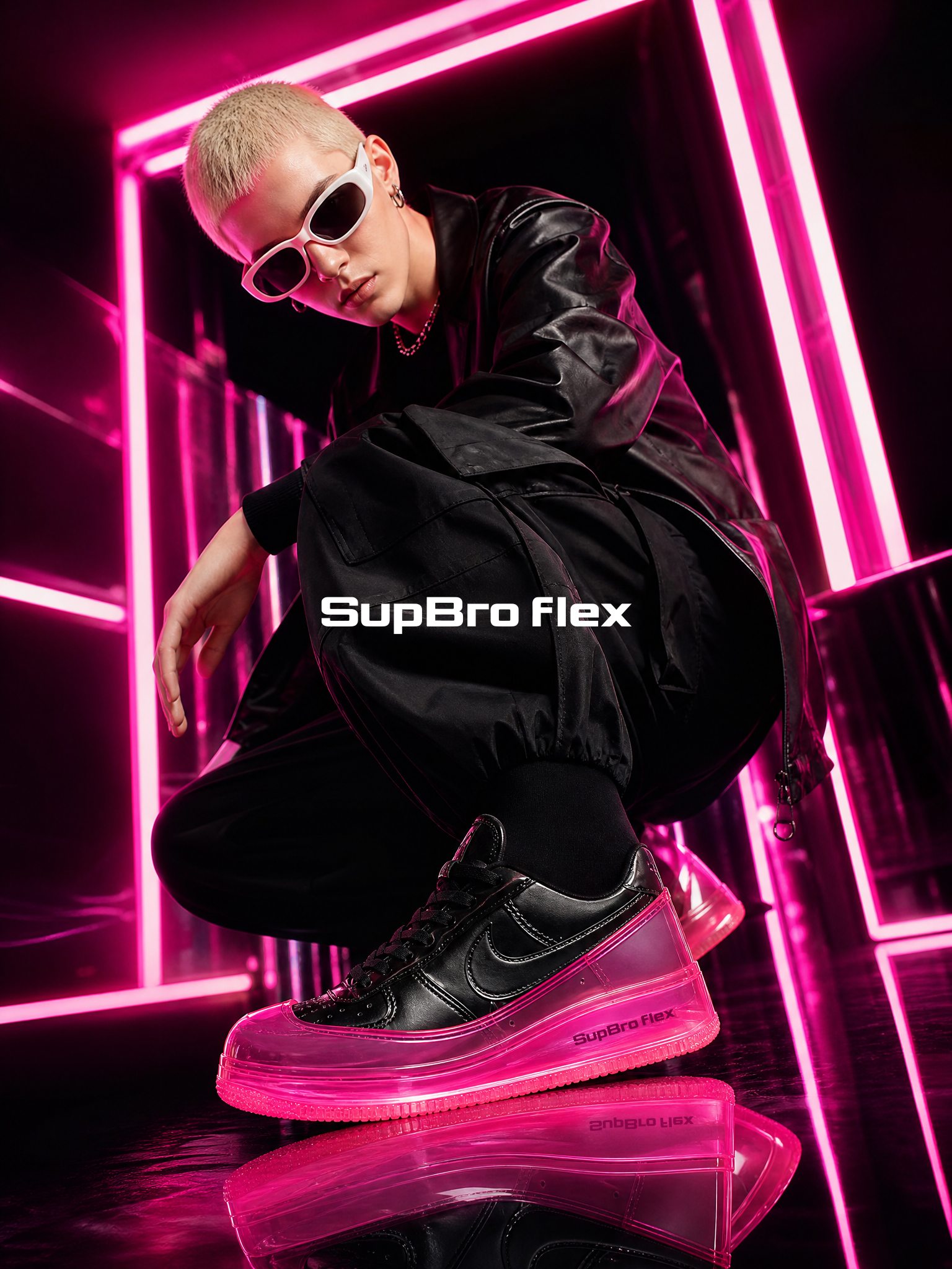 SUPBRO FLEX neon pink campaign