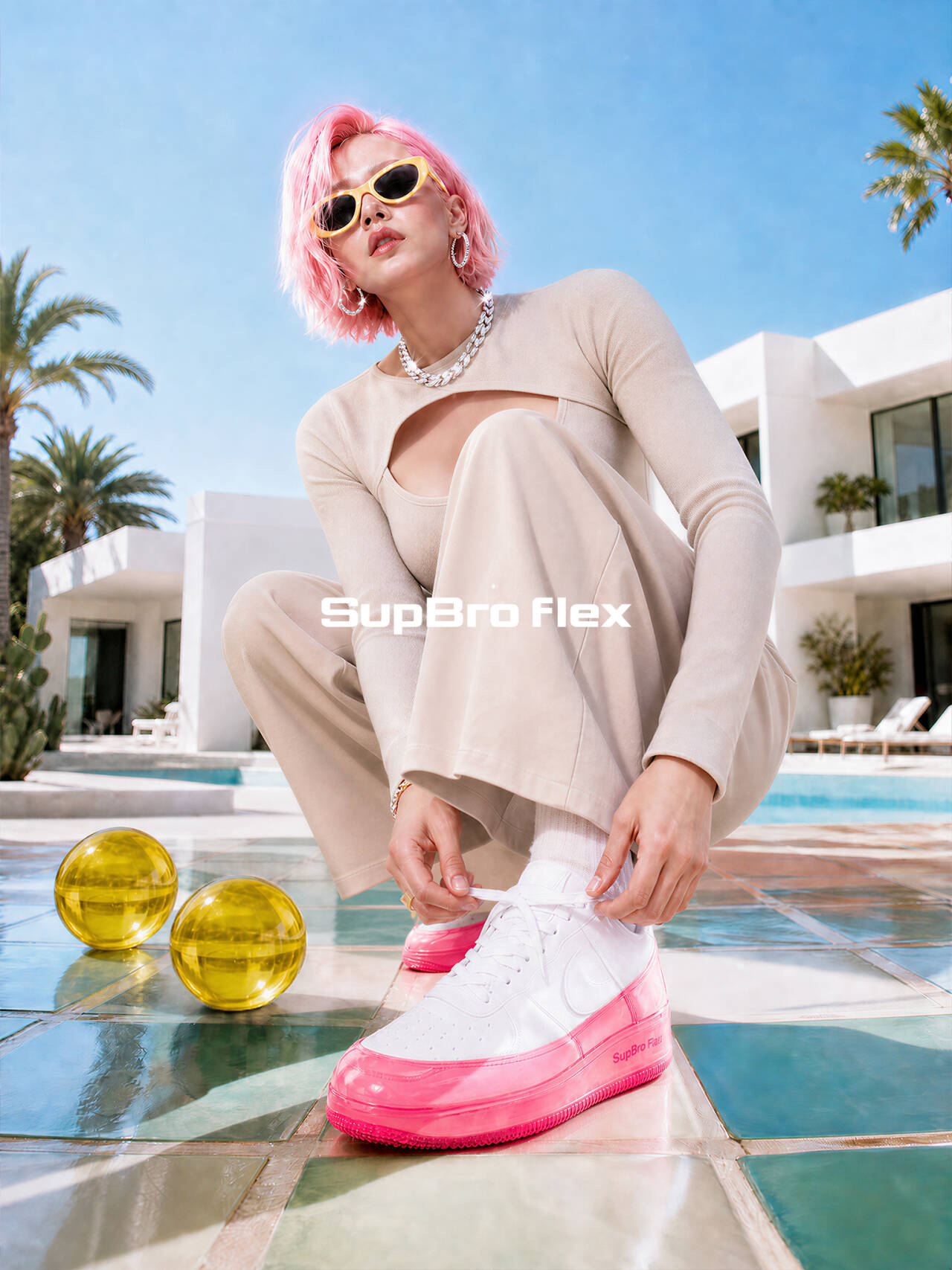 SUPBRO FLEX rose campaign by a resort pool